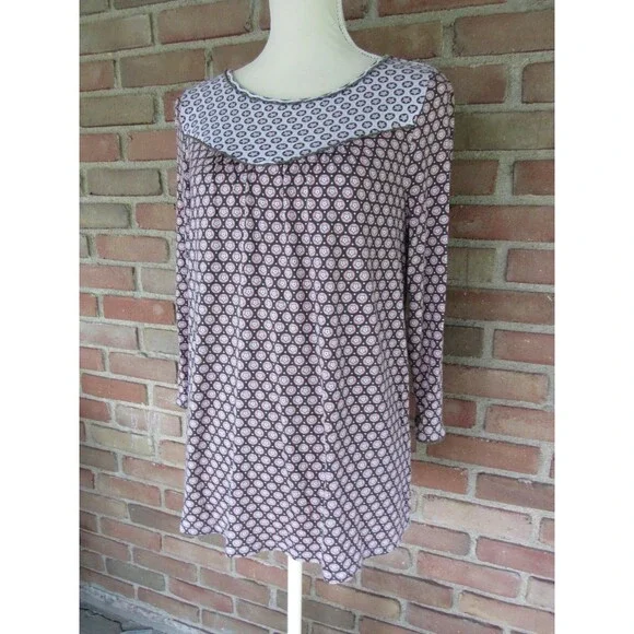 Boden Natasha Jersey Top Womens Size 8 Star Print 3/4 Sleeve Crewneck Stretch - Picture 4 of 16